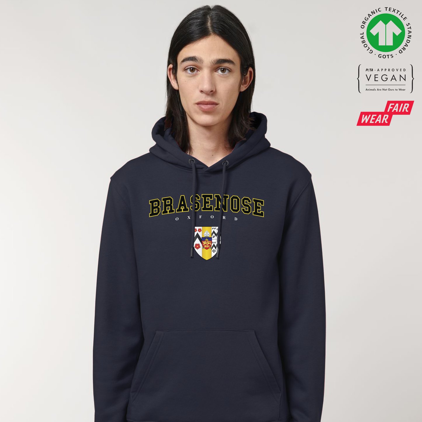 Brasenose Hoox Organic Hoody Printed