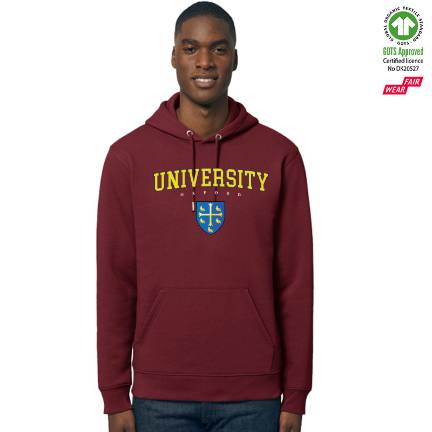 University Hoox Organic Hoody Printed