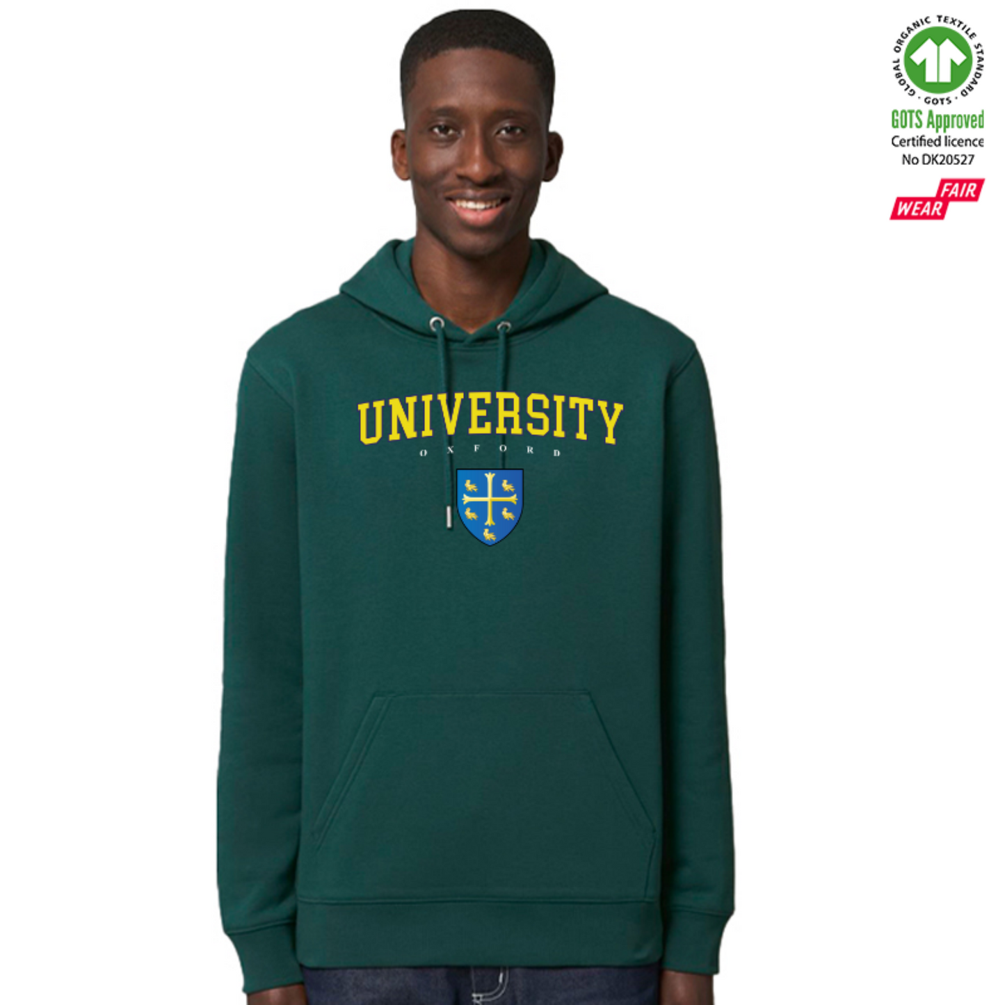 University Hoox Organic Hoody Printed