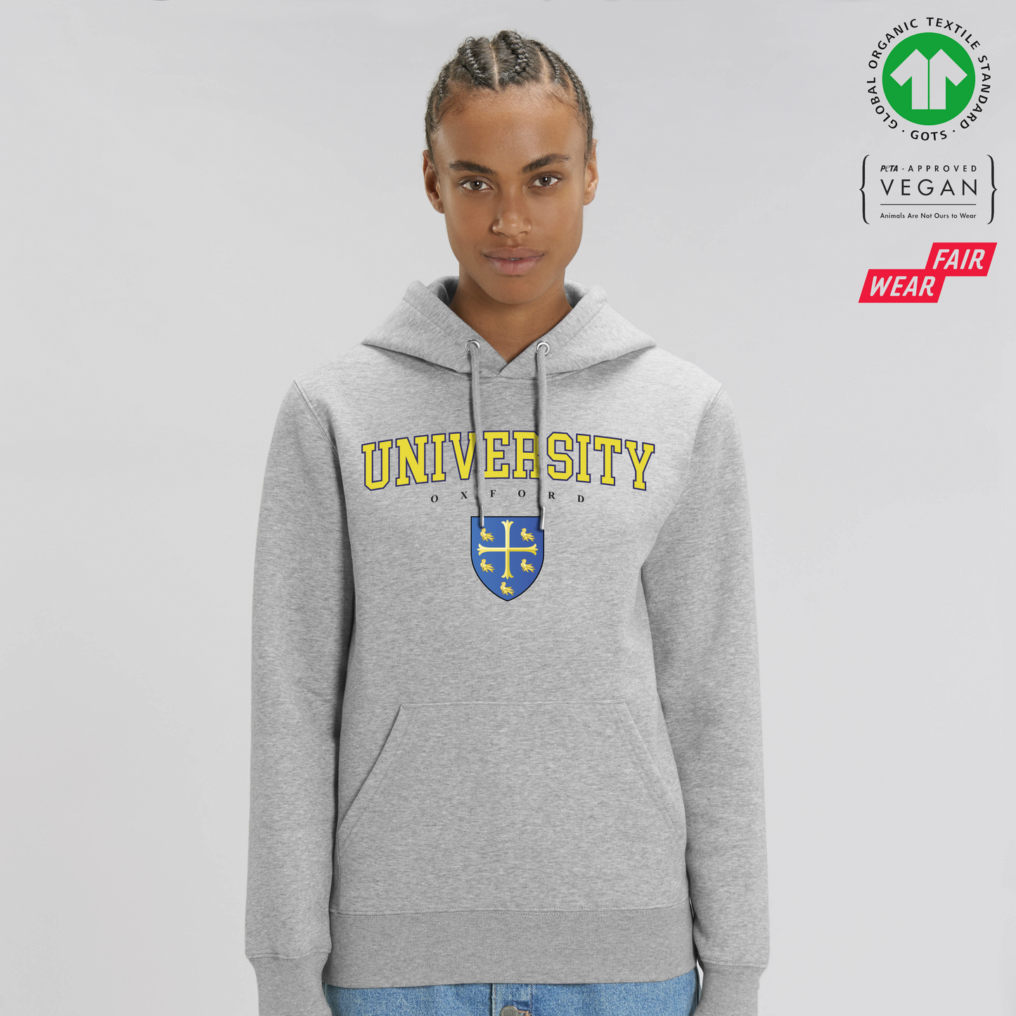 University Hoox Organic Hoody Printed